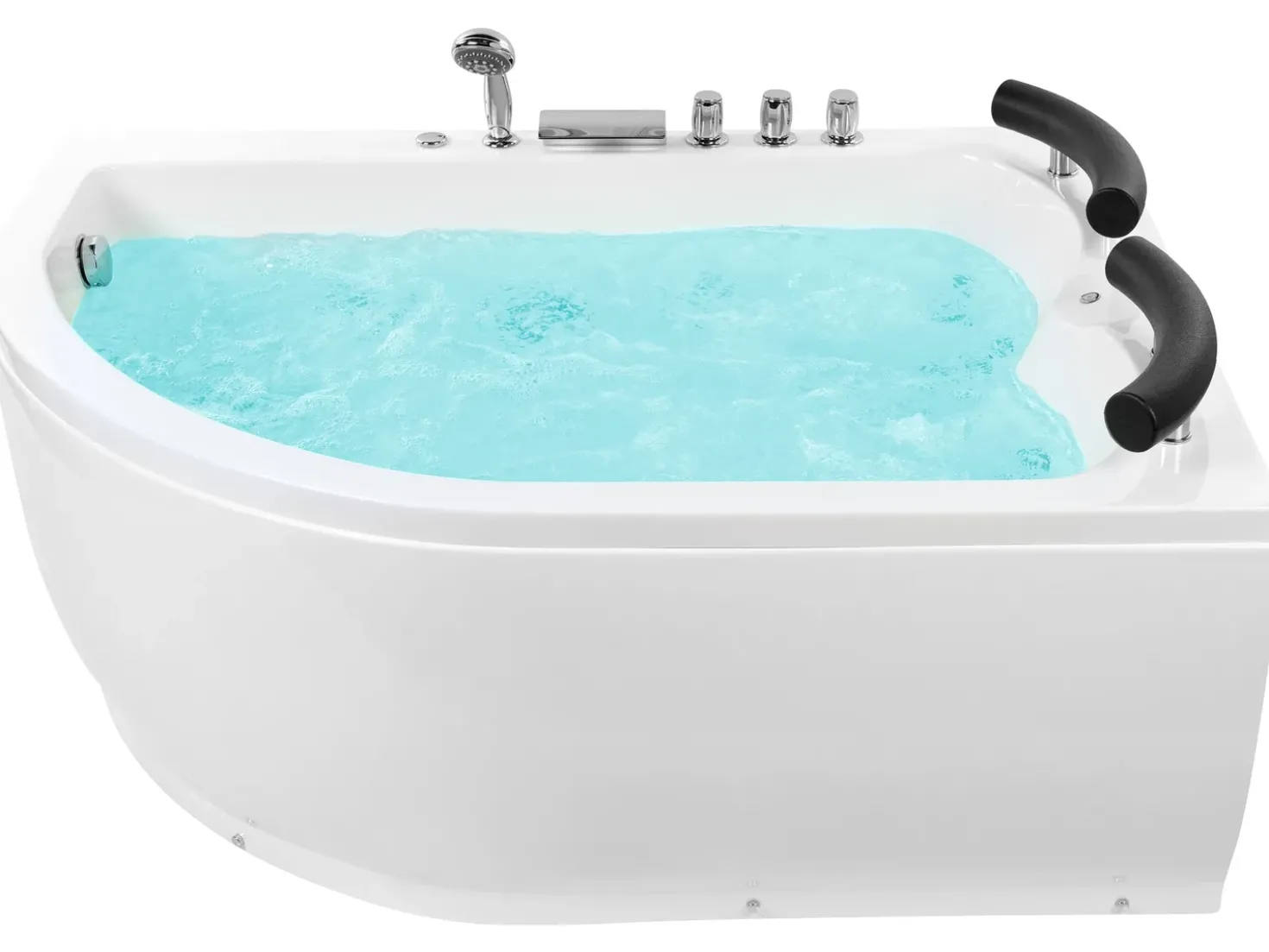 Vasca idromassaggio angolare con LED PARADISO Lato Sinistro 158 x 113 cm Bianco
