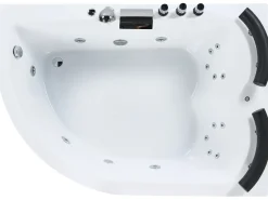 Vasca idromassaggio angolare con LED PARADISO Lato Sinistro 158 x 113 cm Bianco