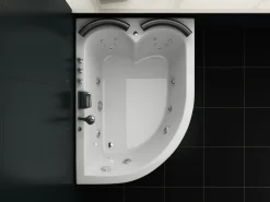 Vasca idromassaggio angolare con LED PARADISO Lato Sinistro 158 x 113 cm Bianco
