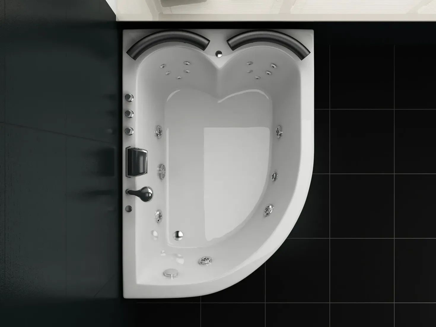 Vasca idromassaggio angolare con LED PARADISO Lato Sinistro 158 x 113 cm Bianco