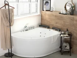 Vasca idromassaggio angolare con LED PARADISO Lato Sinistro 158 x 113 cm Bianco