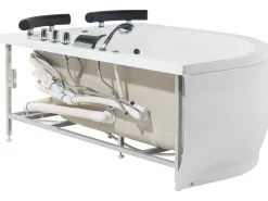 Vasca idromassaggio angolare con LED PARADISO Lato Sinistro 158 x 113 cm Bianco
