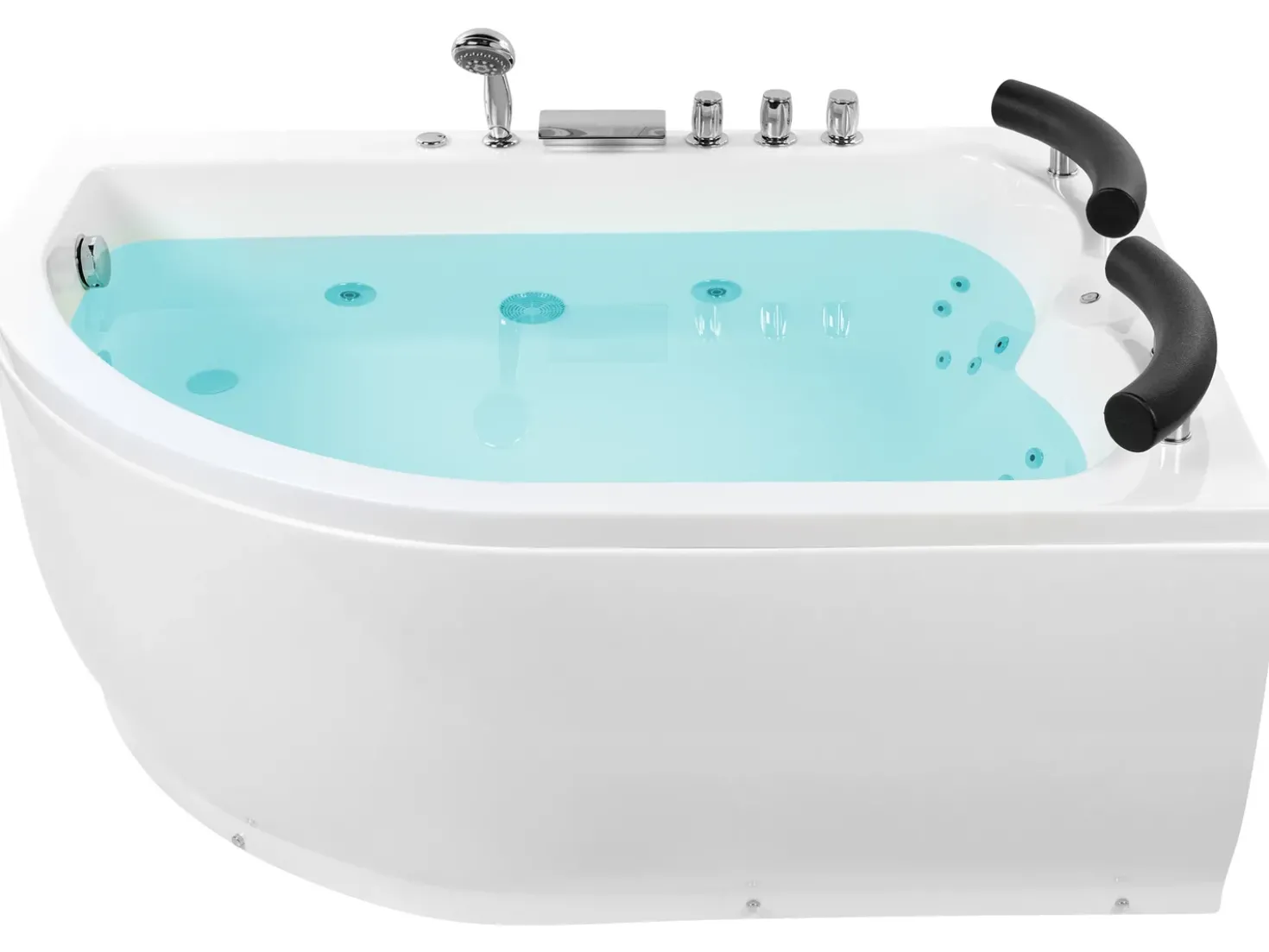 Vasca idromassaggio angolare con LED PARADISO Lato Sinistro 158 x 113 cm Bianco
