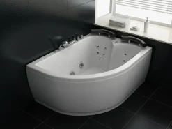 Vasca idromassaggio angolare con LED PARADISO Lato Sinistro 158 x 113 cm Bianco