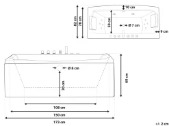 Vasca idromassaggio angolare con LED MOOR 173 x 81 cm Bianco