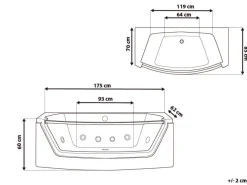 Vasca idromassaggio angolare con LED FUERTE 175 x 85 cm Bianco