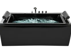 Vasca idromassaggio angolare con LED MONTEGO 172 x 83 cm Nero