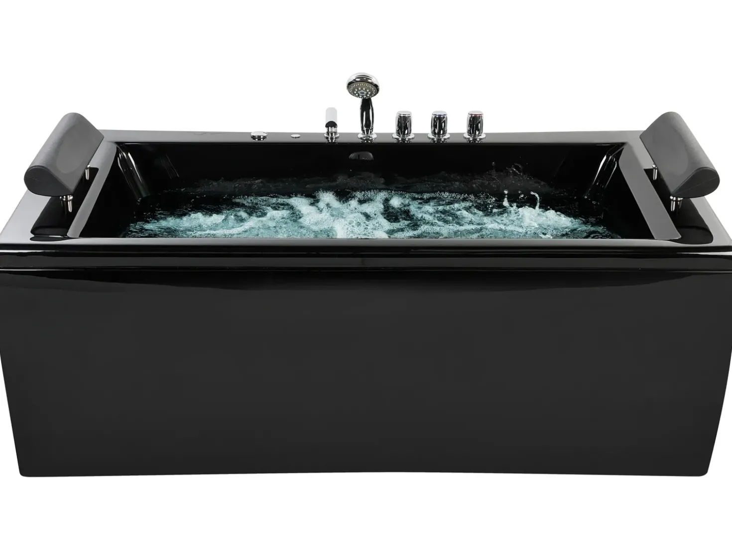 Vasca idromassaggio angolare con LED MONTEGO 172 x 83 cm Nero
