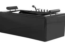 Vasca idromassaggio angolare con LED MONTEGO 172 x 83 cm Nero