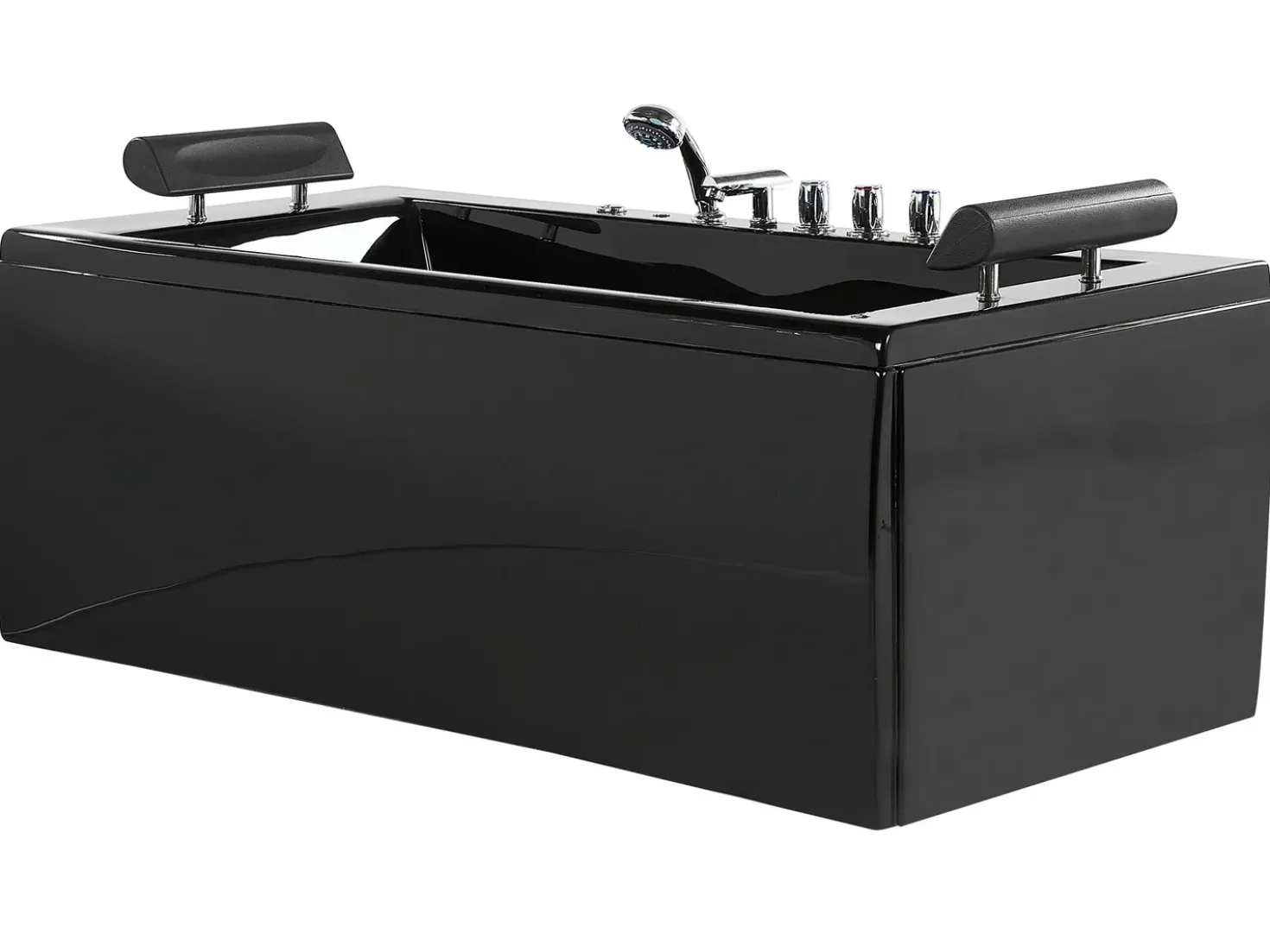 Vasca idromassaggio angolare con LED MONTEGO 172 x 83 cm Nero