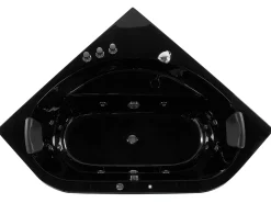 Vasca idromassaggio angolare con LED MEVES 140 x 140 cm Nero