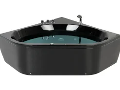 Vasca idromassaggio angolare con LED MEVES 140 x 140 cm Nero