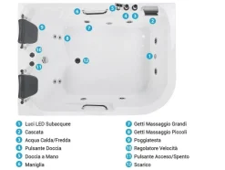 Vasca idromassaggio angolare con LED BAYAMO Lato destro 170 x 120 cm Bianco