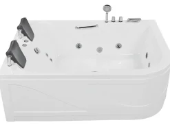 Vasca idromassaggio angolare con LED BAYAMO Lato destro 170 x 120 cm Bianco