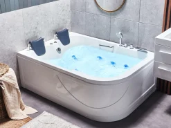 Vasca idromassaggio angolare con LED BAYAMO Lato destro 170 x 120 cm Bianco