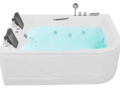 Vasca idromassaggio angolare con LED BAYAMO Lato destro 170 x 120 cm Bianco