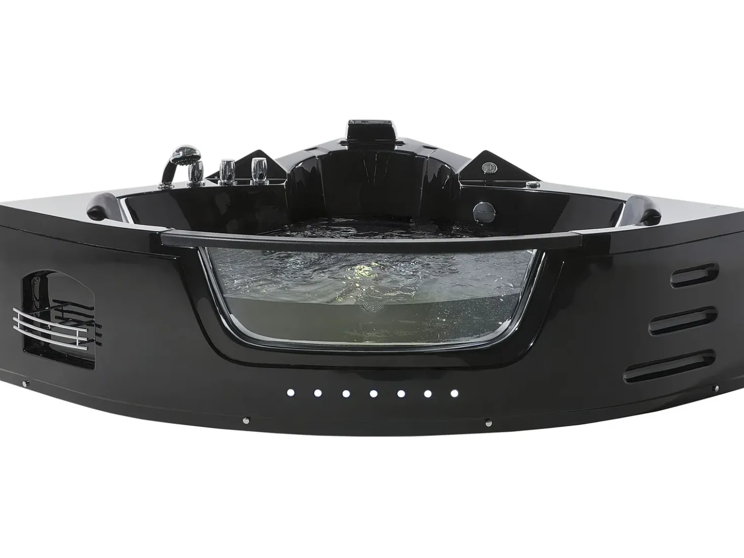 Vasca idromassaggio angolare con LED MARTINICA 214 x 155 cm Nero