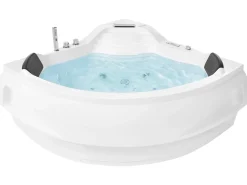 Vasca idromassaggio angolare con LED MONACO con altoparlante Bluetooth integrato 210 x 145 cm Bianco