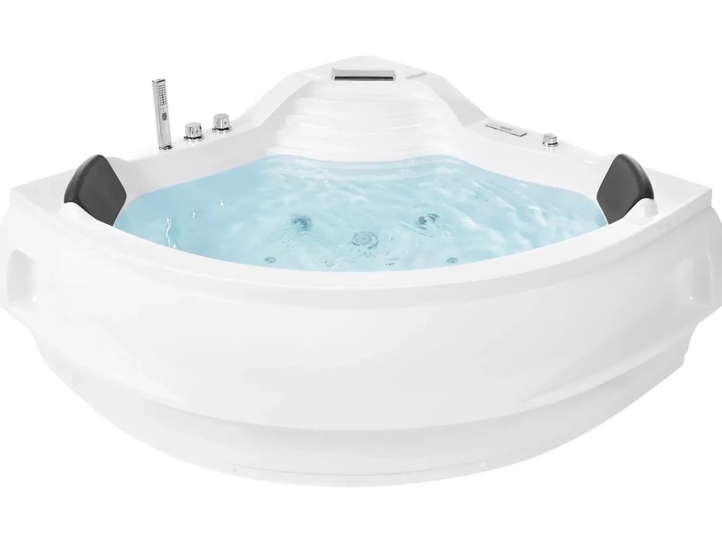 Vasca idromassaggio angolare con LED MONACO con altoparlante Bluetooth integrato 210 x 145 cm Bianco