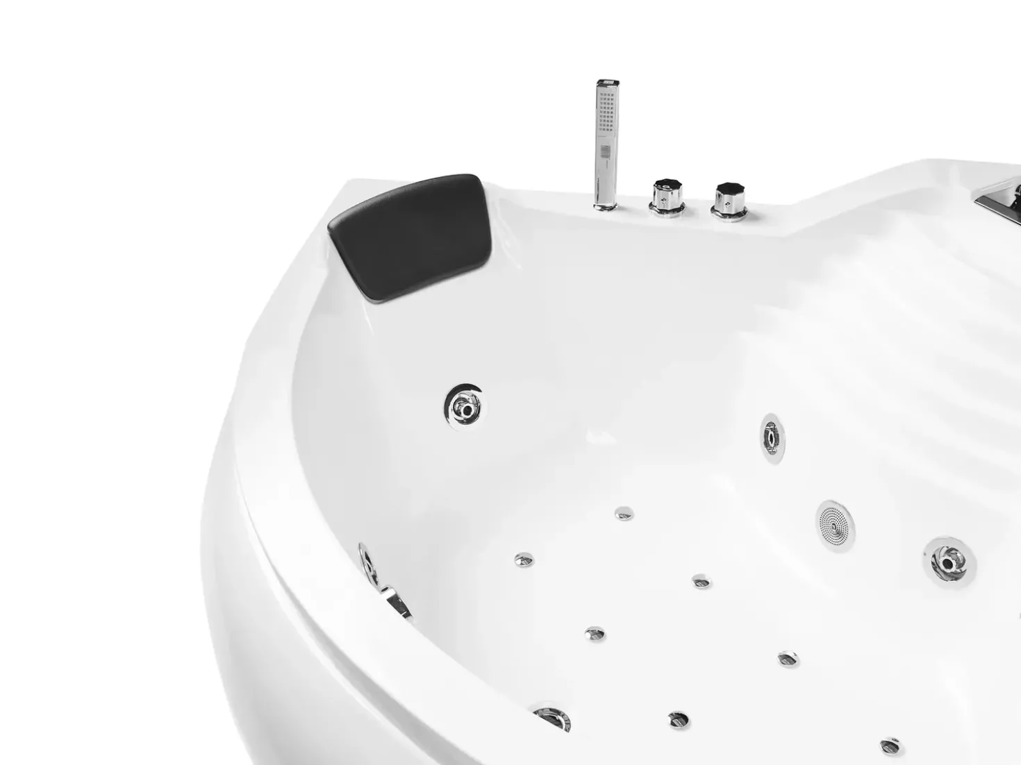Vasca idromassaggio angolare con LED MONACO con altoparlante Bluetooth integrato 210 x 145 cm Bianco