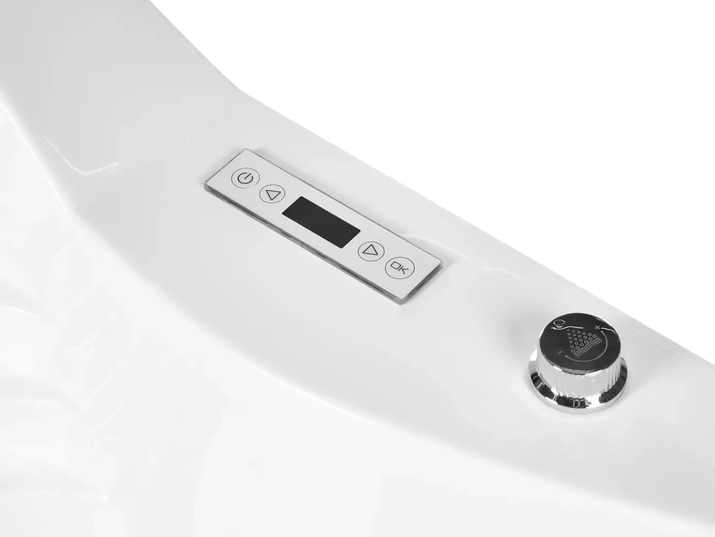 Vasca idromassaggio angolare con LED MONACO con altoparlante Bluetooth integrato 210 x 145 cm Bianco