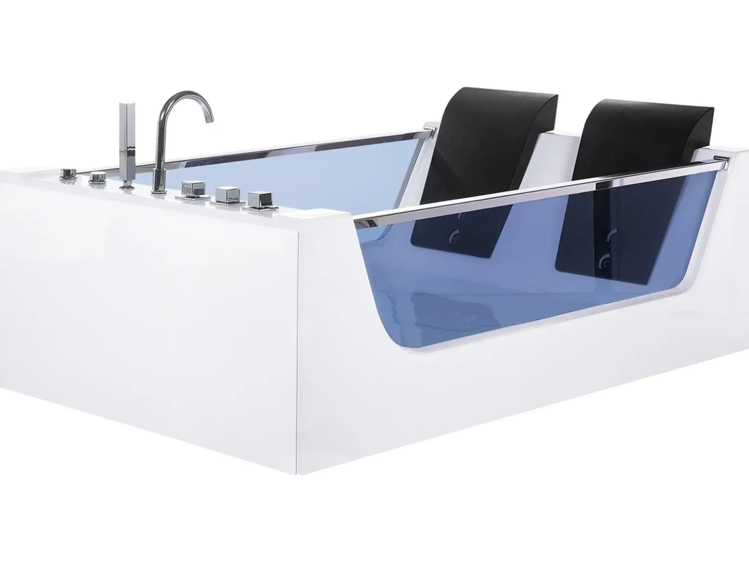 Vasca idromassaggio angolare con LED CURACAO 180 x 120 cm Bianco
