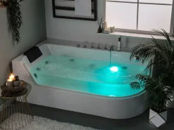 Vasca idromassaggio angolare con LED ACUARIO Lato destro 170 x 80 cm Bianco