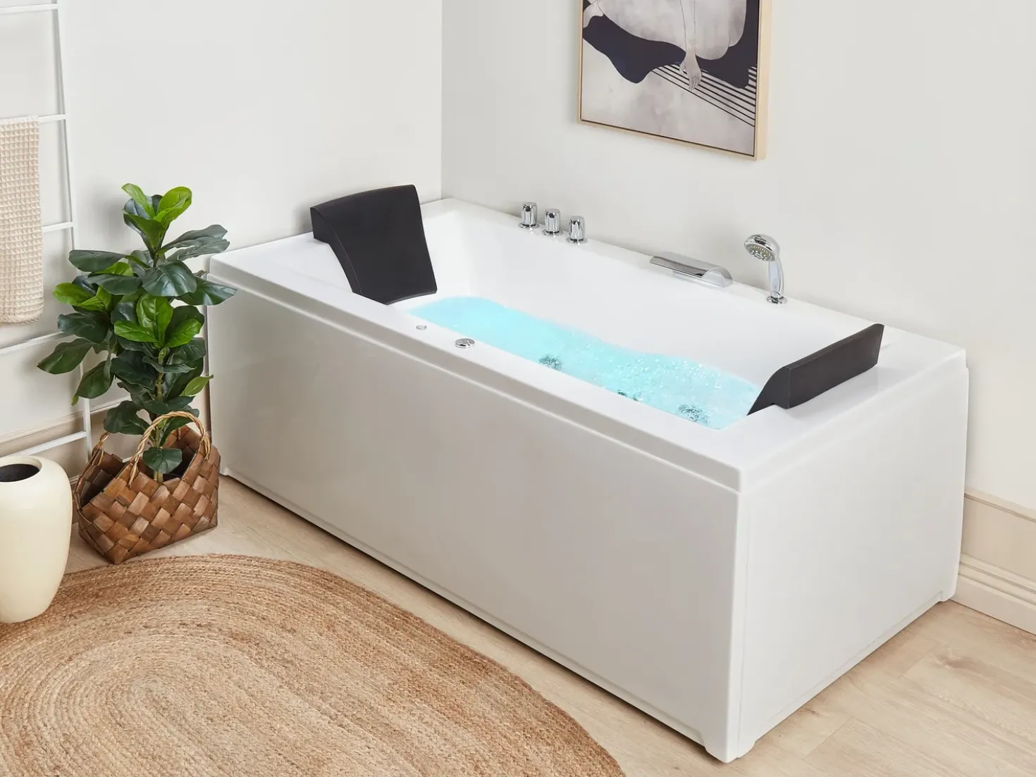Vasca idromassaggio angolare con LED VARADERO Lato destro 183 x 90 cm Bianco
