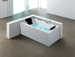 Vasca idromassaggio angolare con LED VARADERO Lato destro 183 x 90 cm Bianco