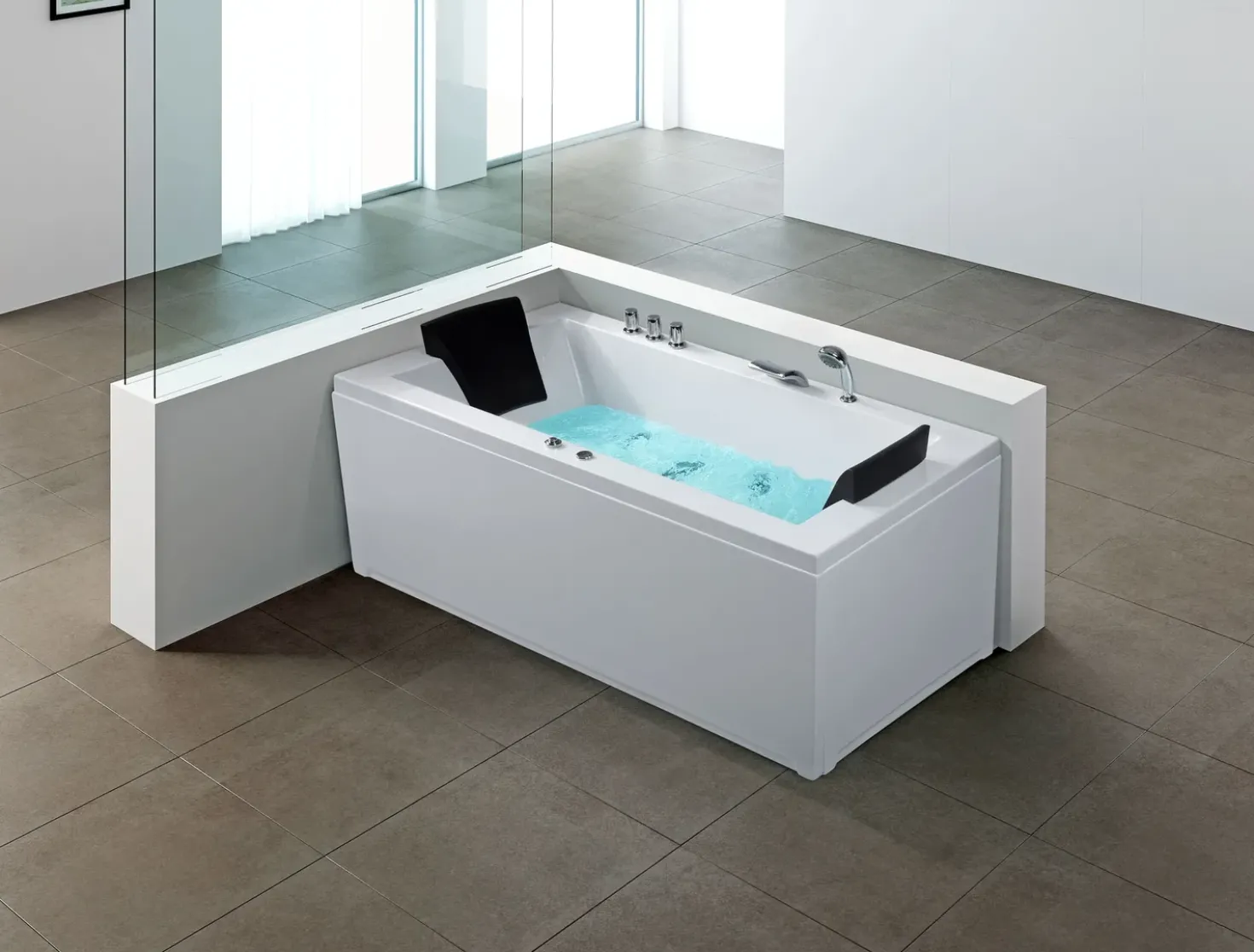 Vasca idromassaggio angolare con LED VARADERO Lato destro 183 x 90 cm Bianco