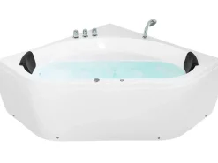 Vasca idromassaggio angolare con LED MEVES 140 x 140 cm Bianco
