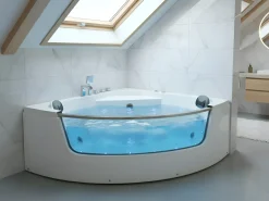 Vasca idromassaggio angolare con LED TAMULA 148 x 66 cm Bianco