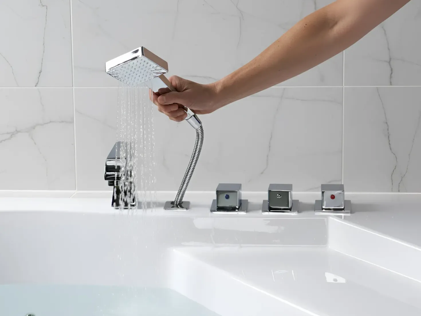 Vasca idromassaggio angolare con LED TAMULA 148 x 66 cm Bianco