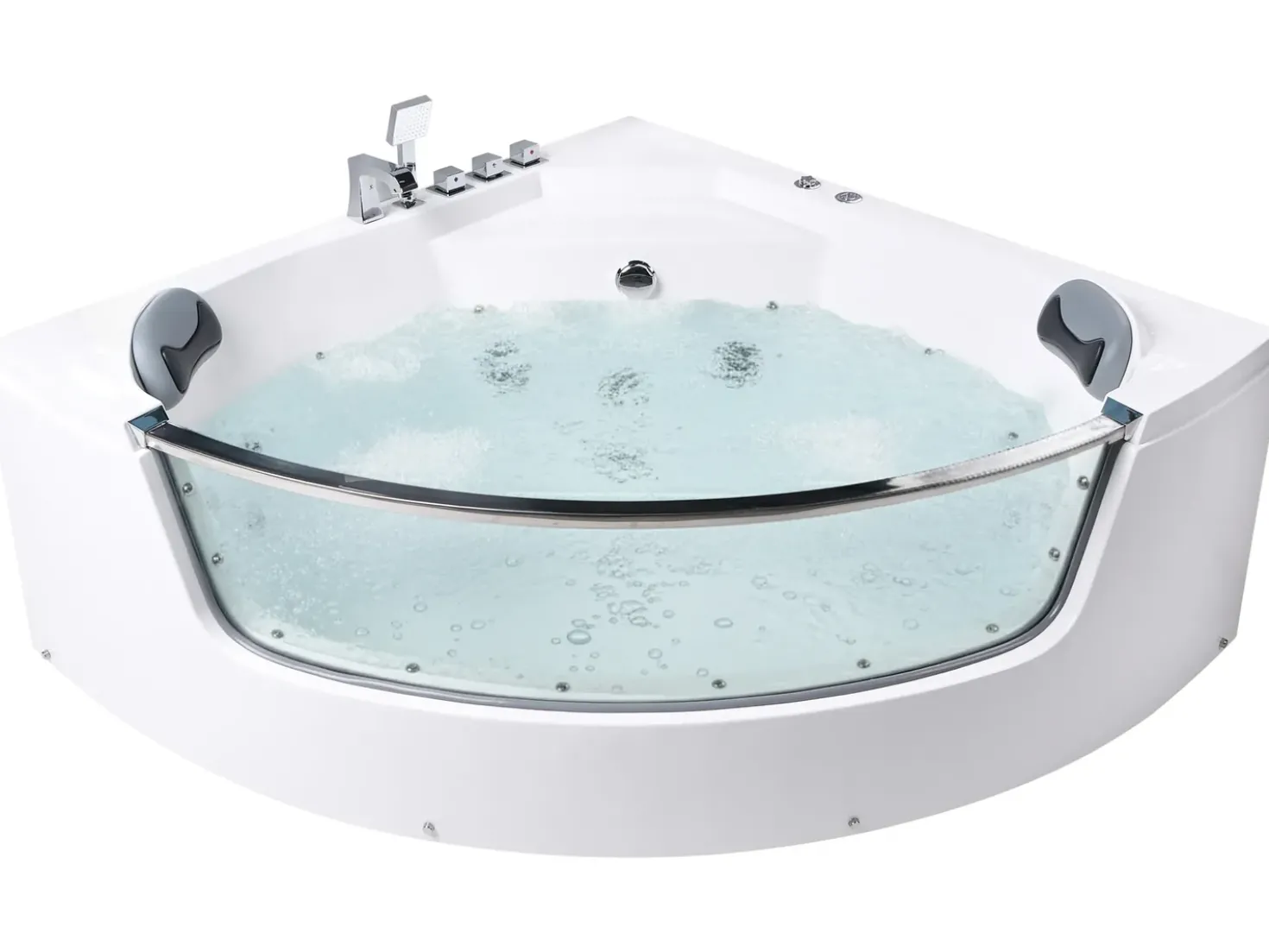Vasca idromassaggio angolare con LED TAMULA 148 x 66 cm Bianco