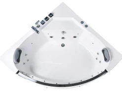 Vasca idromassaggio angolare con LED TAMULA 148 x 66 cm Bianco