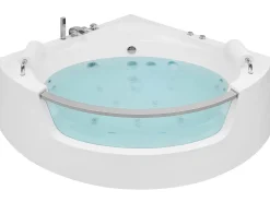 Vasca idromassaggio angolare con LED MANGLE 201 x 150 cm Bianco