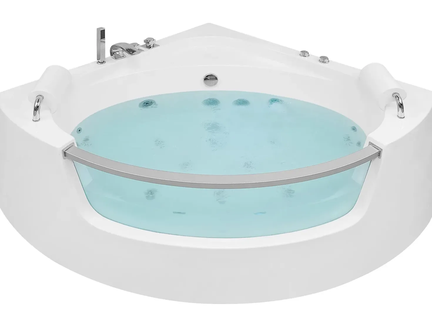Vasca idromassaggio angolare con LED MANGLE 201 x 150 cm Bianco