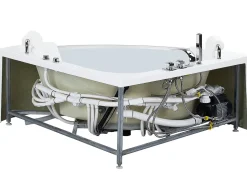 Vasca idromassaggio angolare con LED MANGLE 201 x 150 cm Bianco