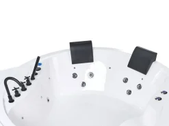 Vasca idromassaggio angolare con LED MANRESA con altoparlante Bluetooth integrato 225 x 160 cm Bianco