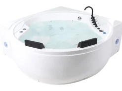 Vasca idromassaggio angolare con LED MANRESA con altoparlante Bluetooth integrato 225 x 160 cm Bianco