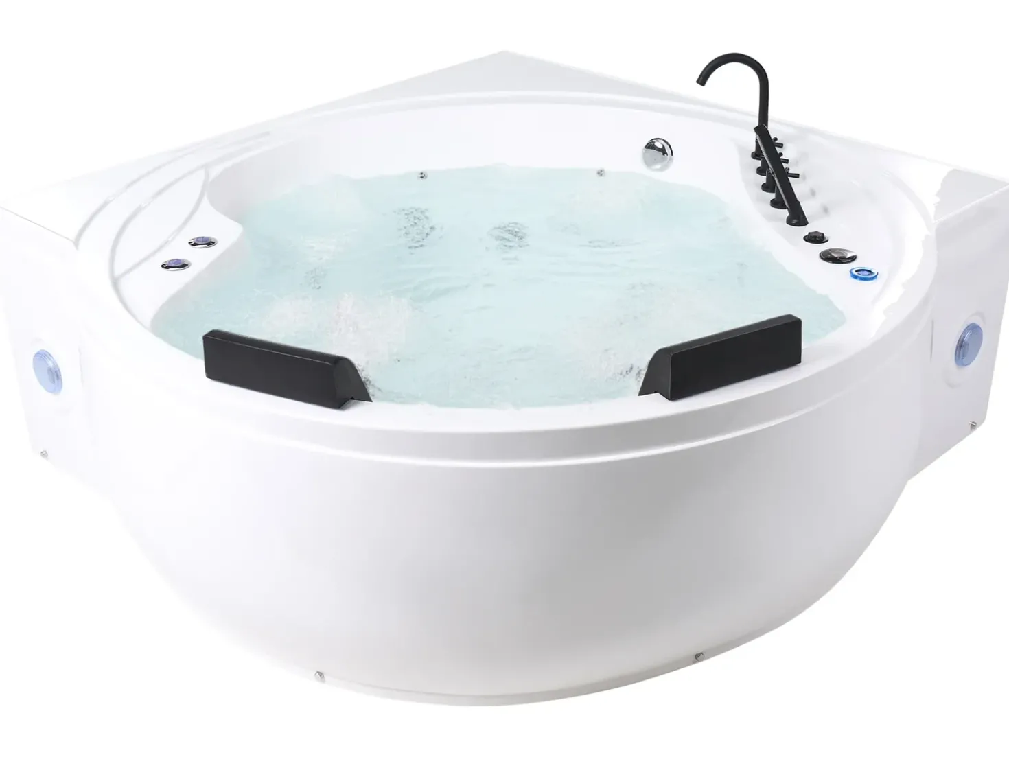 Vasca idromassaggio angolare con LED MANRESA con altoparlante Bluetooth integrato 225 x 160 cm Bianco
