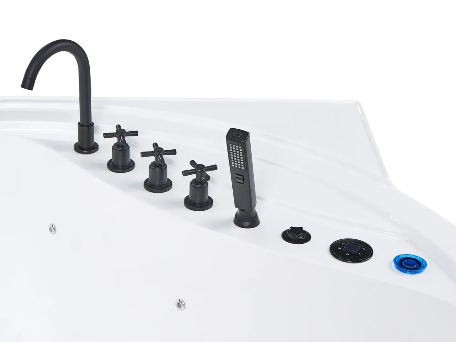 Vasca idromassaggio angolare con LED MANRESA con altoparlante Bluetooth integrato 225 x 160 cm Bianco