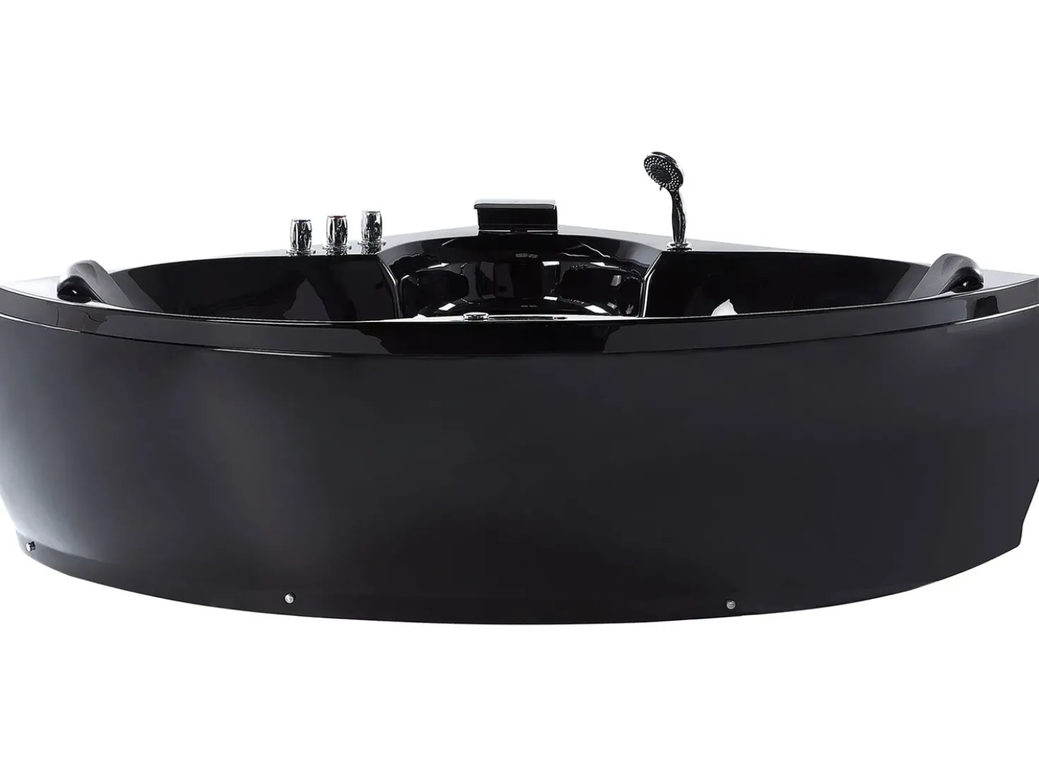 Vasca idromassaggio angolare con LED SENADO 205 x 150 cm Nero