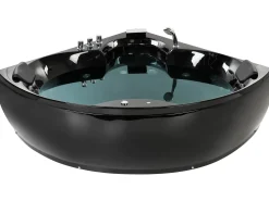Vasca idromassaggio angolare con LED SENADO 205 x 150 cm Nero