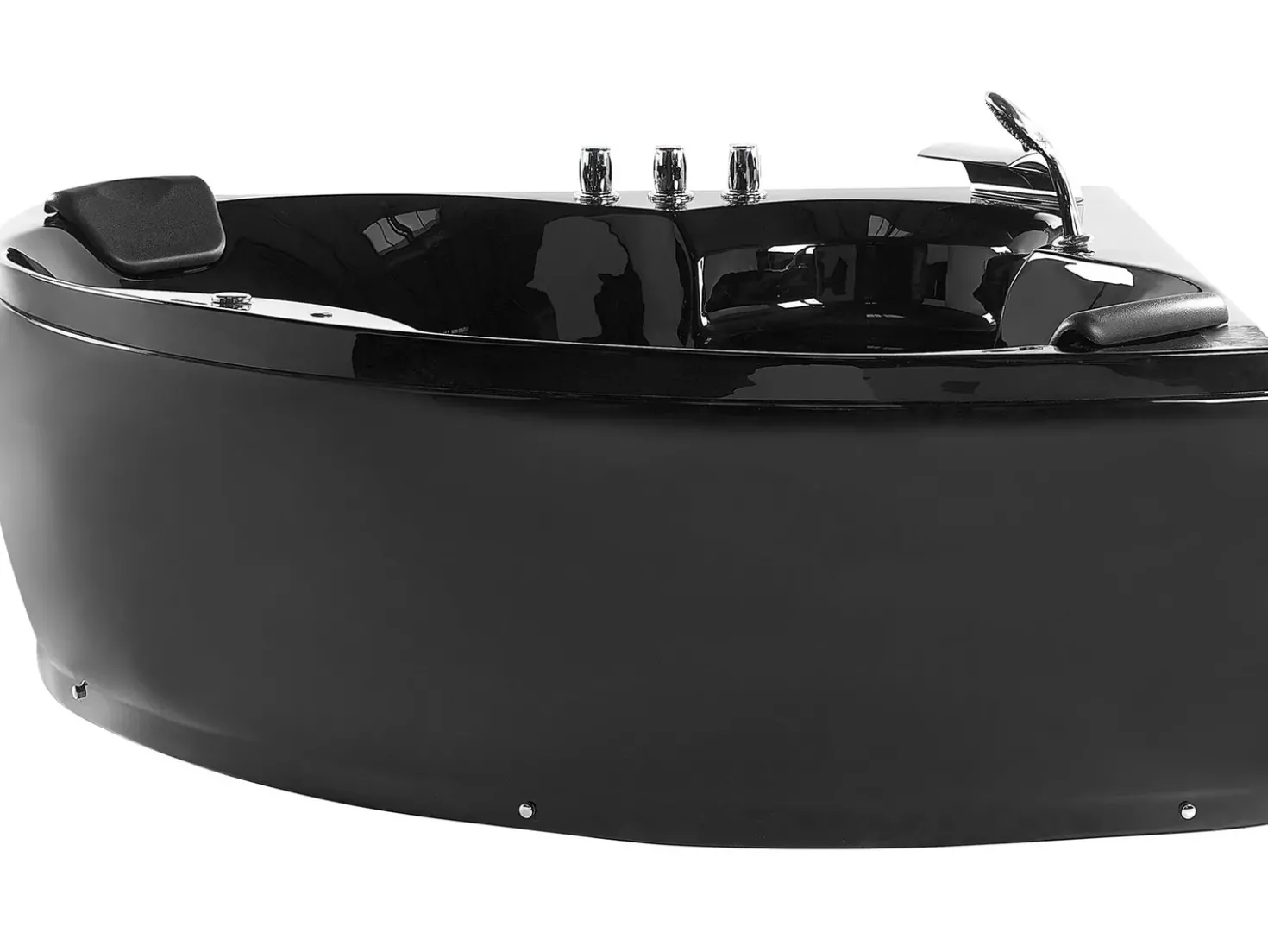 Vasca idromassaggio angolare con LED SENADO 205 x 150 cm Nero