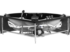 Vasca idromassaggio angolare con LED SENADO 205 x 150 cm Nero