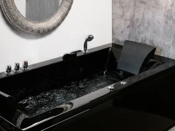 Vasca idromassaggio angolare con LED VARADERO Lato Sinistro 183 x 90 cm Nero