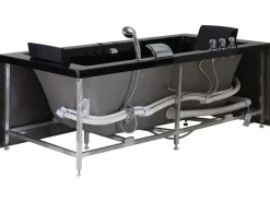 Vasca idromassaggio angolare con LED VARADERO Lato Sinistro 183 x 90 cm Nero