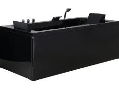 Vasca idromassaggio angolare con LED VARADERO Lato Sinistro 183 x 90 cm Nero