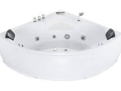 Vasca idromassaggio angolare con LED SENADO 205 x 150 cm Bianco